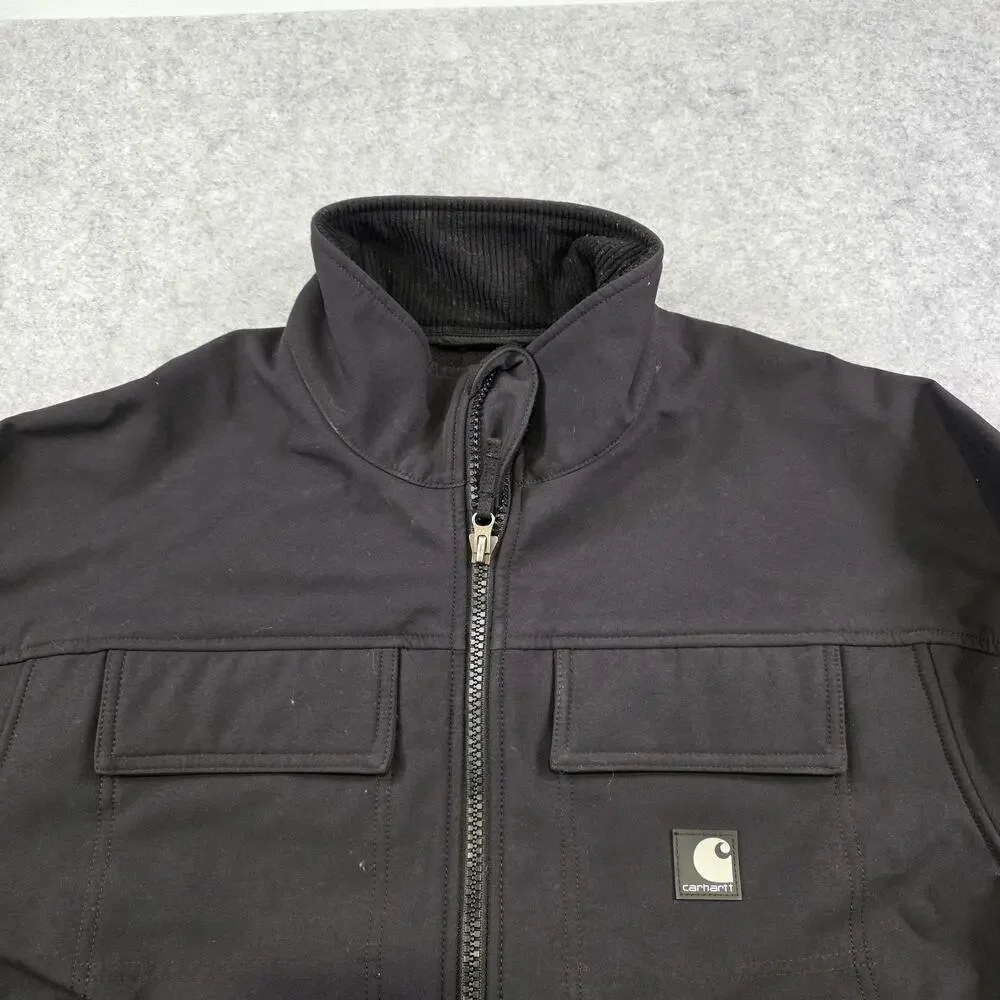 Carhartt‎ Jacket Mens Large Black Softshell Traditional Windbreaker Zip J176 BLK